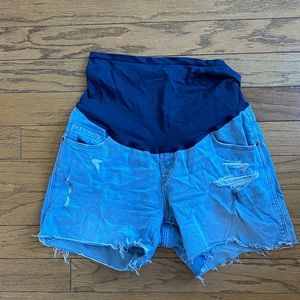 Light Wash Maternity Shorts